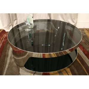  Coffee Table with Tinted Glass Top in Polished Stainless 