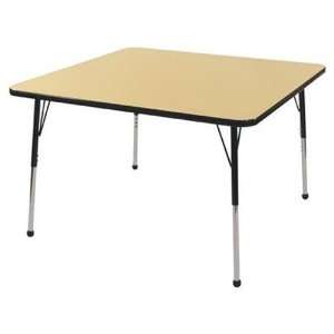   Maple Square Adjustable Activity Table with Black Edge and Black