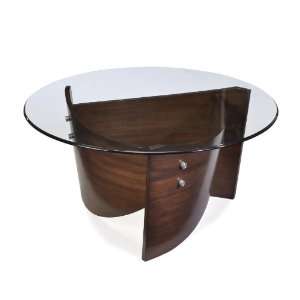   Wood & Glass Round Coffee Table / Cocktail Table
