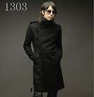 mens black trench coat Double breasted fur coat M L XL  