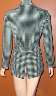 Vintage Green Checks Plaid 70s School Girl Mini Dress Coat Jacket 