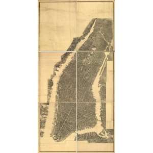  Historic Panoramic Map Birds eye view of Manhattan and 