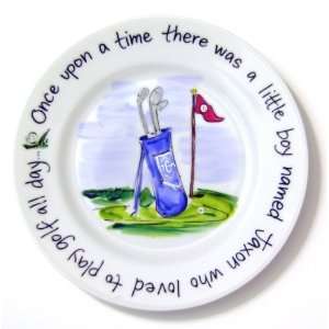  Hand Painted Plate, Golfer Automotive