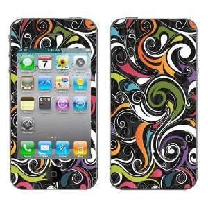  SkinMage (TM) Colorful Swirl Flowers On Black Accessory 