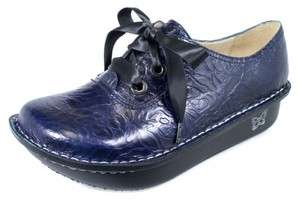   Womens ABBI ROSE Navy Blue Embossed Leather Oxfords Shoes ABB 533