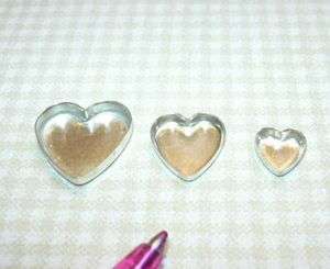 Miniature Tiny Heart Shaped Cake Pans (3) DOLLHOUSE  