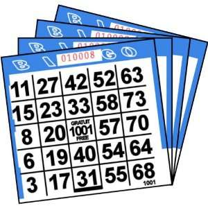  1 ON Blue Paper Bingo Cards (500 ct) (500 per package 