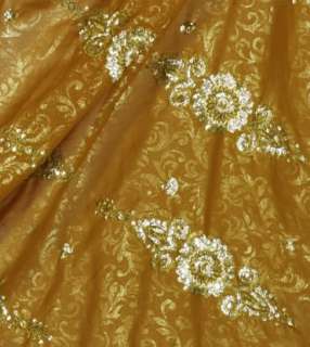 Brown Sequin Embroidery Sari Saree Bellydance Costume n  