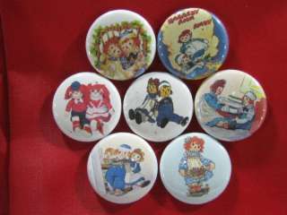 RAGGEDY ANN AND ANDY 7 NEW Pinbacks buttons  