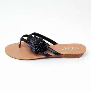Womens Sandals 3/4 Wedge Platform Heel Thongs Flip Flops Flower 