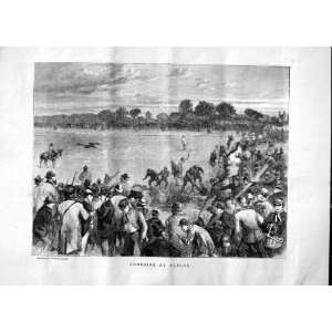  1870 HARE COURSING ALTCAR HUNTING SPORT MEN HORSES DOGS 