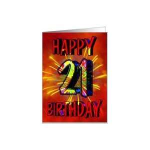  21st Birthday Card with fireworks Card Toys & Games