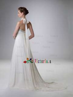   White/Ivory Chiffon Empire Waist Beaded Wedding Dresses/Gowns  