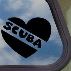   Scuba Diver Heart Black Decal Dive Flag Car Sticker