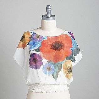   Floral Print Smocked Top  Hot Tempered Clothing Juniors Tops
