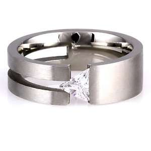   316L Steel Engagement Wedding Promise Band Ring Russian Ice CZ size 9