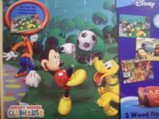   MICKEY MOUSE, CARS & TOY STORY WOOD PUZZLES WITH STORAGE BOX  