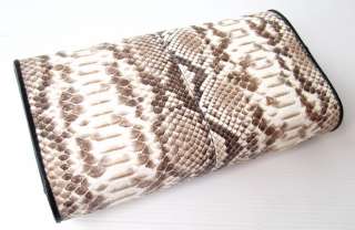 100% GENUINE PYTHON SNAKE LEATHER TRIFOLD CLUTCH WALLET MAGNETIC 