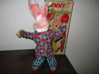 Vintage ALPS JAPAN BUNNY MAGICIAN Tin Battery Operated Toy Rabbit w/OB 