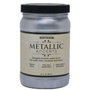   Quart Water Based One Part Metallic Finish Paint, Sterling Silver