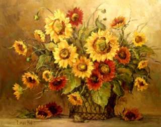 Sunflower Bouquet Red Yellow Floral Canvas Barbara Mock  