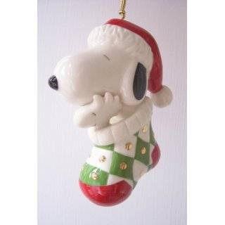 Lenox Snoopy In Stocking Tree Ornament by Lenox
