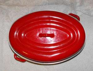 VTG. Red Enamel Roaster Oven  