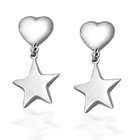 Bling Jewelry Polished Sterling Silver Puffed Heart and Star Dangle 