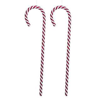   of 2 Peppermint Twist Red & White Candy Cane Christmas Ornaments 24