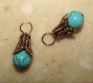 Fancy 6m Turquoise INTERCHANGEABLE Earring Charms YG SS  