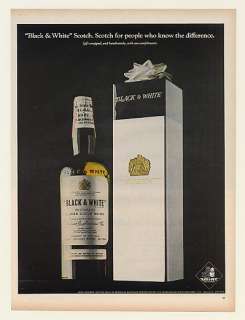 1967 Black & White Scotch Whisky Bottle Gift Box Ad  