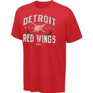   Detroit Red Wings Red Youth Six Star Sticks T Shirt