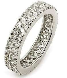 925 SILVER 2 ROW ETERNITY WEDDING BAND MIC PAVE CZ RING sizes 6 9