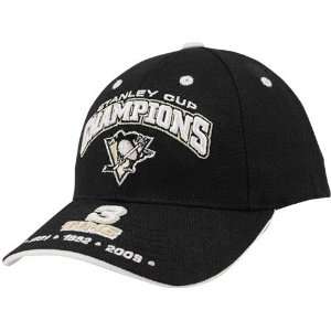  Pittsburgh Penguins Black 3X Stanley Cup Champs Adjustable 