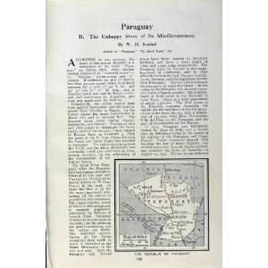  c1920 MAP PARAGUAY HOUSEWIVE LENGUA INDIANS INDUSTRY
