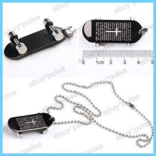   316L Stainless Steel Black Skateboard Pendant Necklace Chain Gift NEW