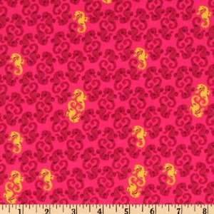  44 Wide Mendocino Seahorses Fuchsia Fabric By The Yard 