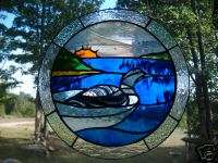 Sunset/Loon stained glass suncathcer  