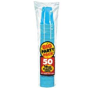 Caribbean Blue Big Party Pack   16 oz. Plastic Cups (50 