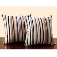Oxford Creek Square Light Brown Striped Print Throw Pillow (Set of 2 