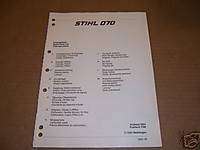 b1495) Stihl Chain Saw Parts Manual Model 070  