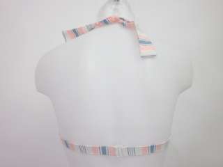 NWT J. CREW Pink Blue Stripe 2 Pc Halter Bikini Sz M  