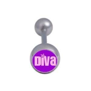  Diva Logo Tongue Ring Barbell Body Piercing Jewelry new Jewelry