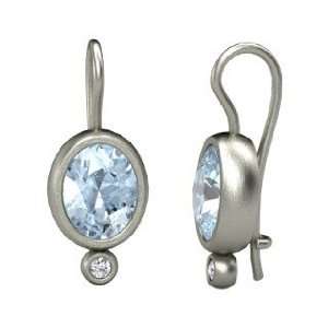  Amphora Earrings, Oval Aquamarine Platinum Earrings with 