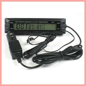 Black Digital LCD Clock in/out CAR Thermometer Time Clock Voltage 