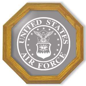  Etched Mirror Air Force Emblem in Solid Frame Octagon 