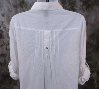   by NYLON Womens WHITE Long Button Down Shirt Top Size Small  