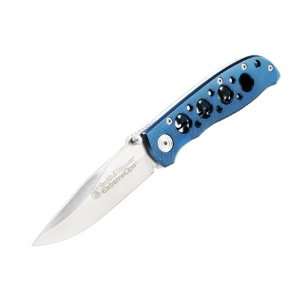   Blue Aluminum Handle Extreme Ops 440C Stainless Steel 4.06 Inch Closed