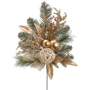  19 Glittered Twig/Ball/Pine Spray Gold (Pack of 12)