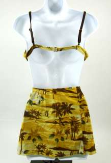 Blue Sky Swimwear Reggae Yellow Brwn Palm Tree Underwire Bikini Top X 